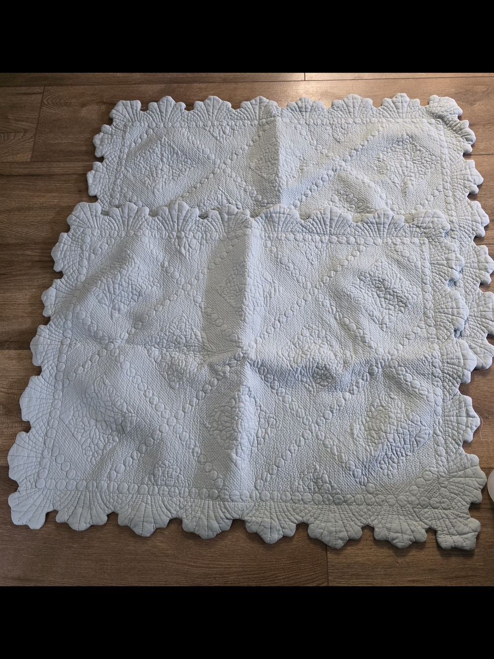 Light Blue Quilted Scalloped Standard Pillow Shams